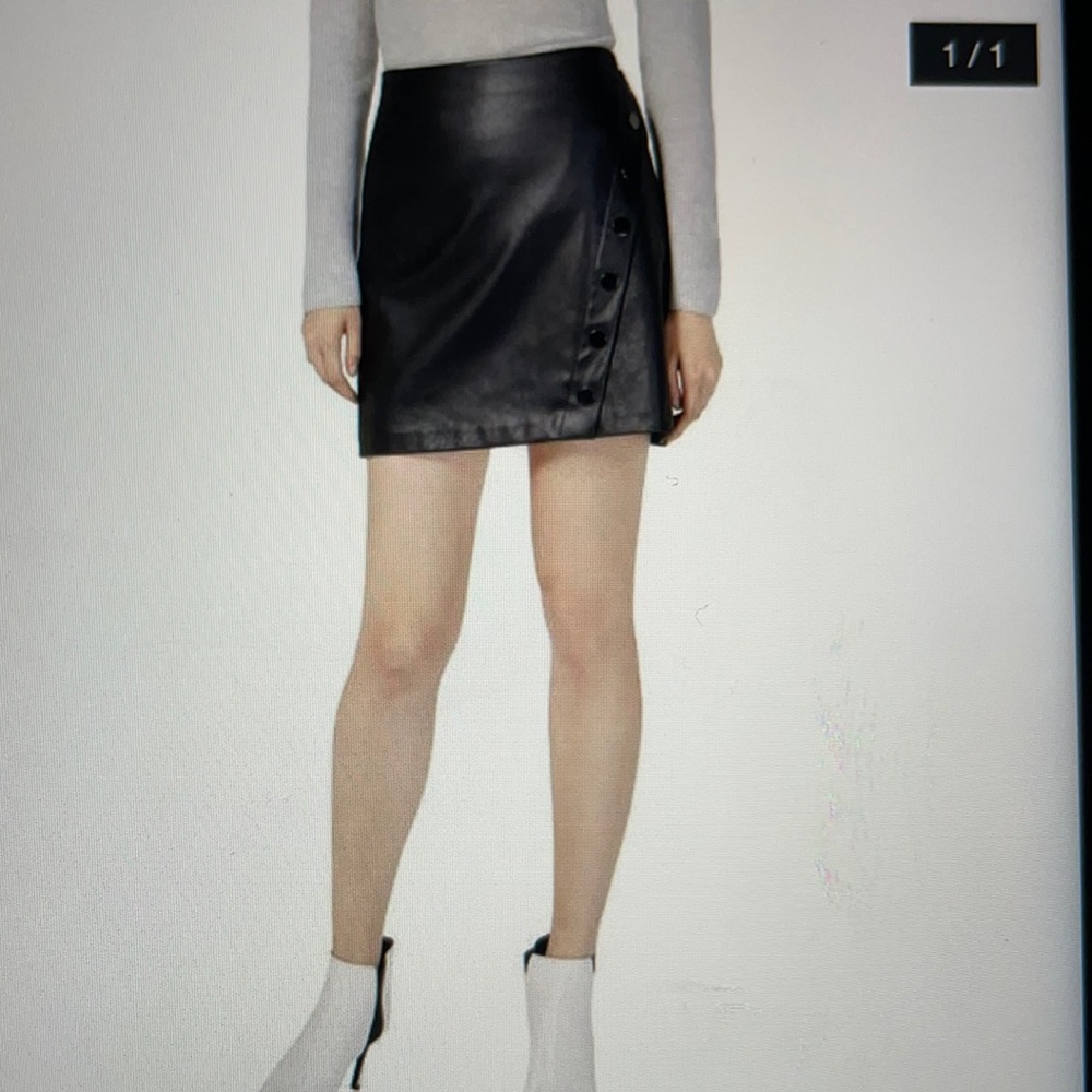 I-N-C Women’s Faux Leather A-Line Wrap Skirt Size L